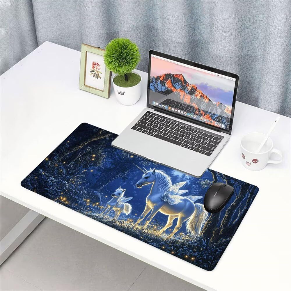 Alfombrilla de Mouse para Juegos, Blu, XXL, Antideslizante, Impermeable, Diseño de animale, Extendido, Grande, 1200x600x3mm, para PC, Laptop, Ufficio, Famiglia d-801