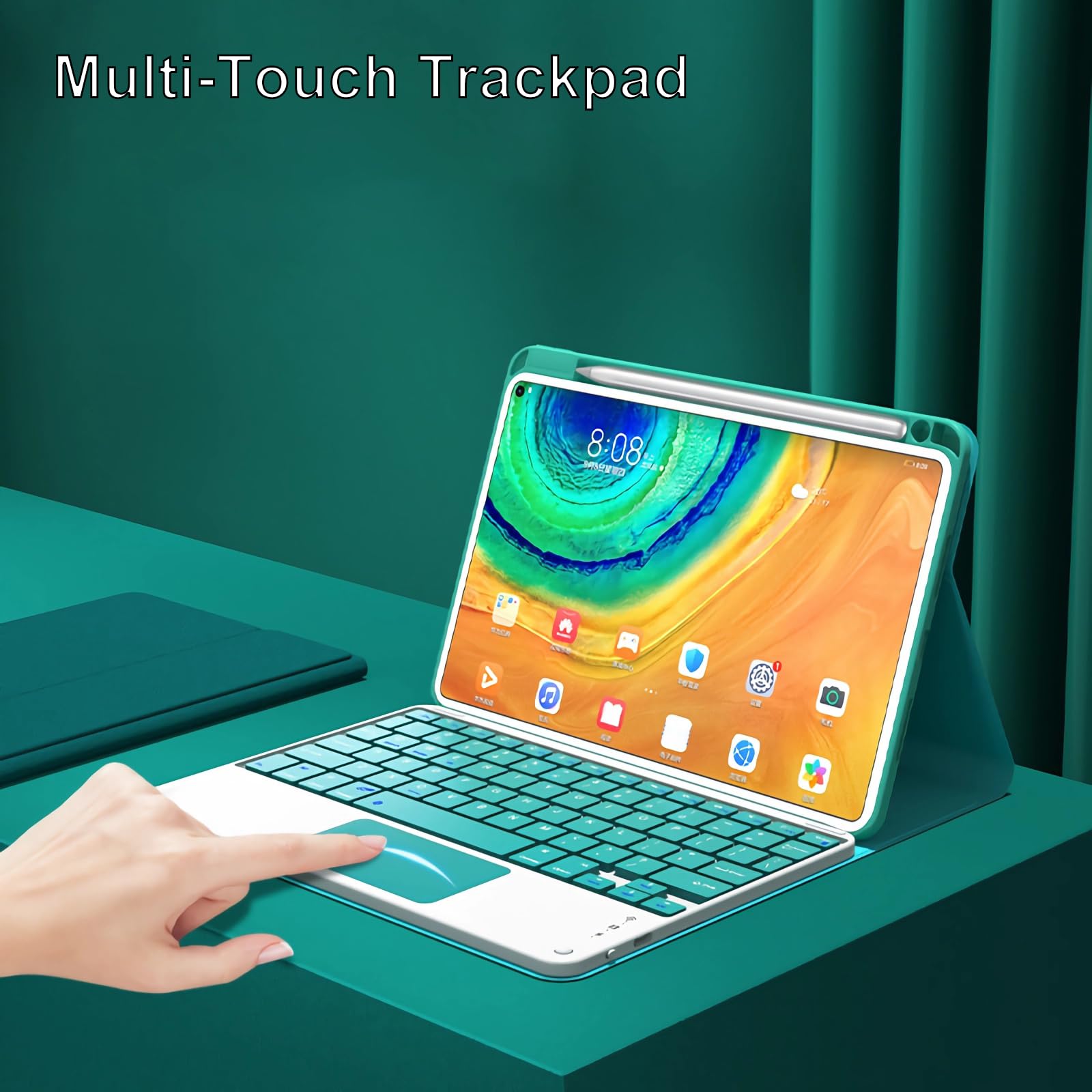 Custodia Con Tastiera Wireless Per Huawei MatePad Pro 12.6 2021 – YHFZR Cover In PU Con Tastiera Rimovibile QWERTY