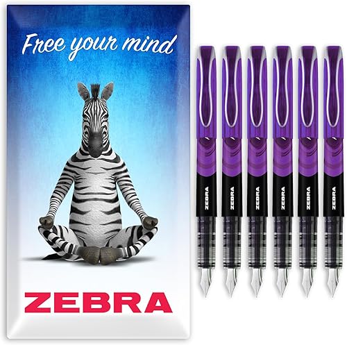 Zebra Fuente - Disposable Fountain Pen - Purple Ink - Pack of 6