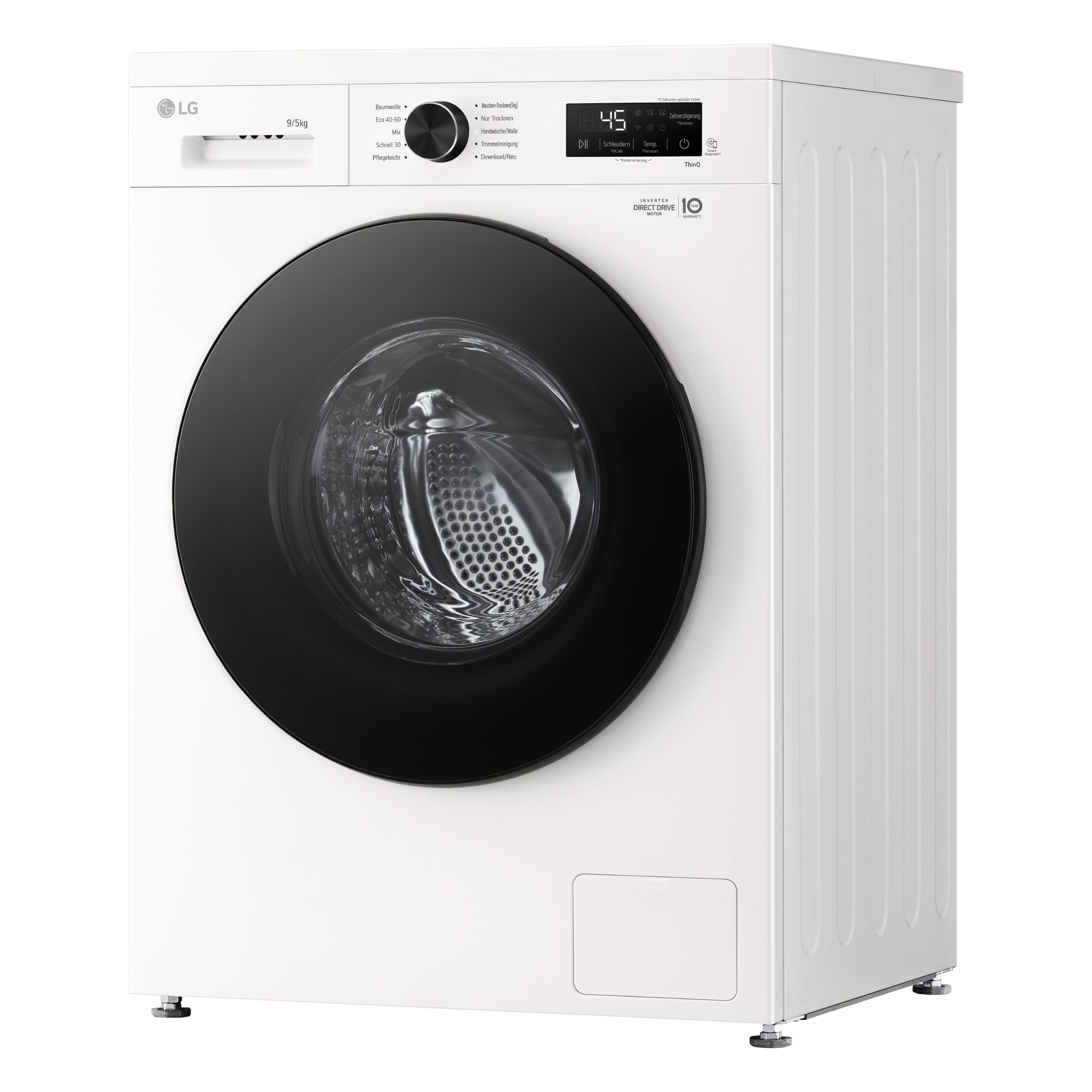 LG W4WB3095Y Waschtrockner (9 kg Waschen/5 kg Trocknen, Energieeffizienzklasse A/E 1.300 U/Min.) mit Steam, AquaLock und 6 Motion, Weiß
