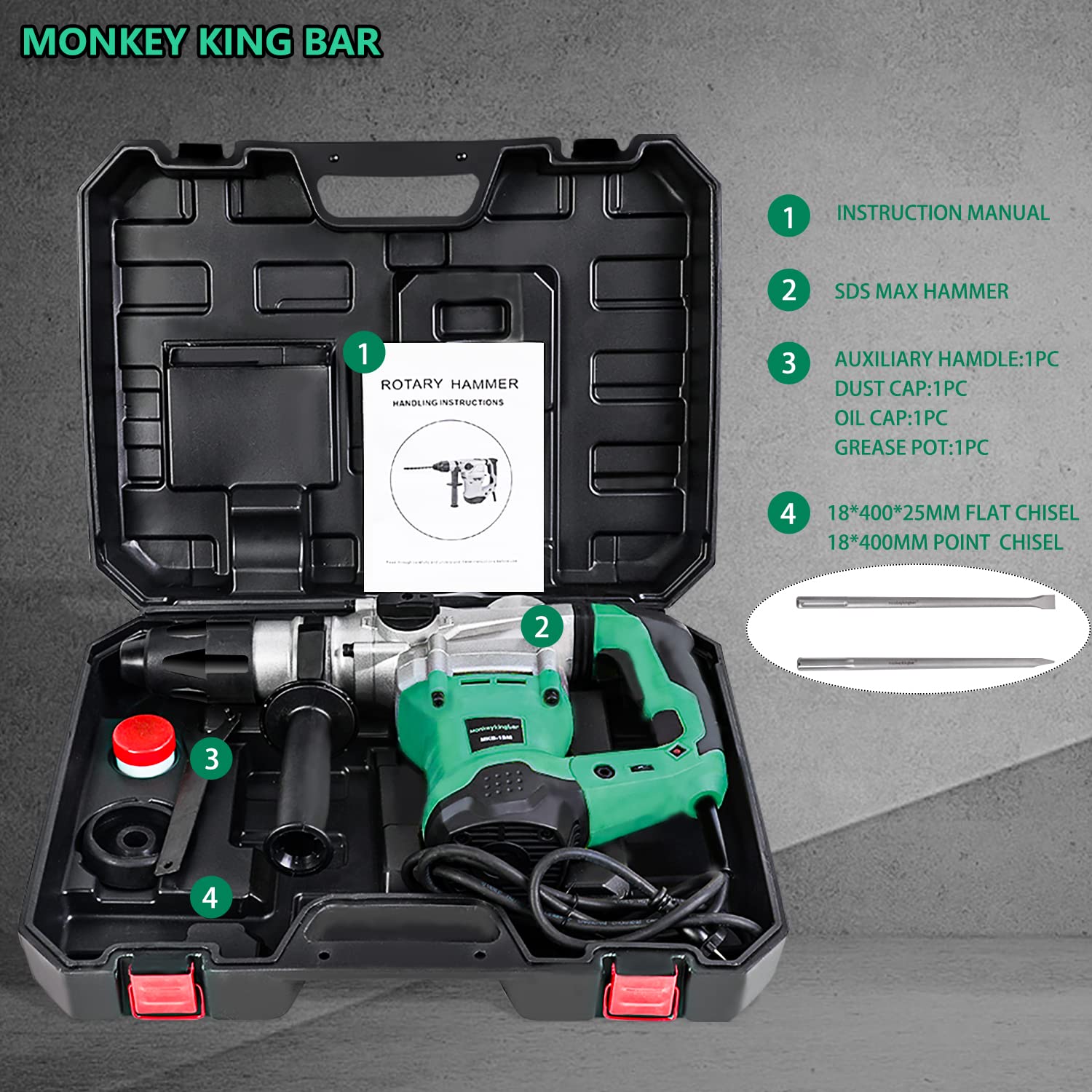 Monkey King Bar-SDS Max 120V 1500W 4200BPM Electric Rotary