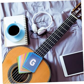 FUTUREORYY 49pcs Guitar Chord Chart for Beginners, Coated Paper Acoustic and Electric Guitar Practice Poster with Six-string Chord Diagrams for Novice Learning and Music Study