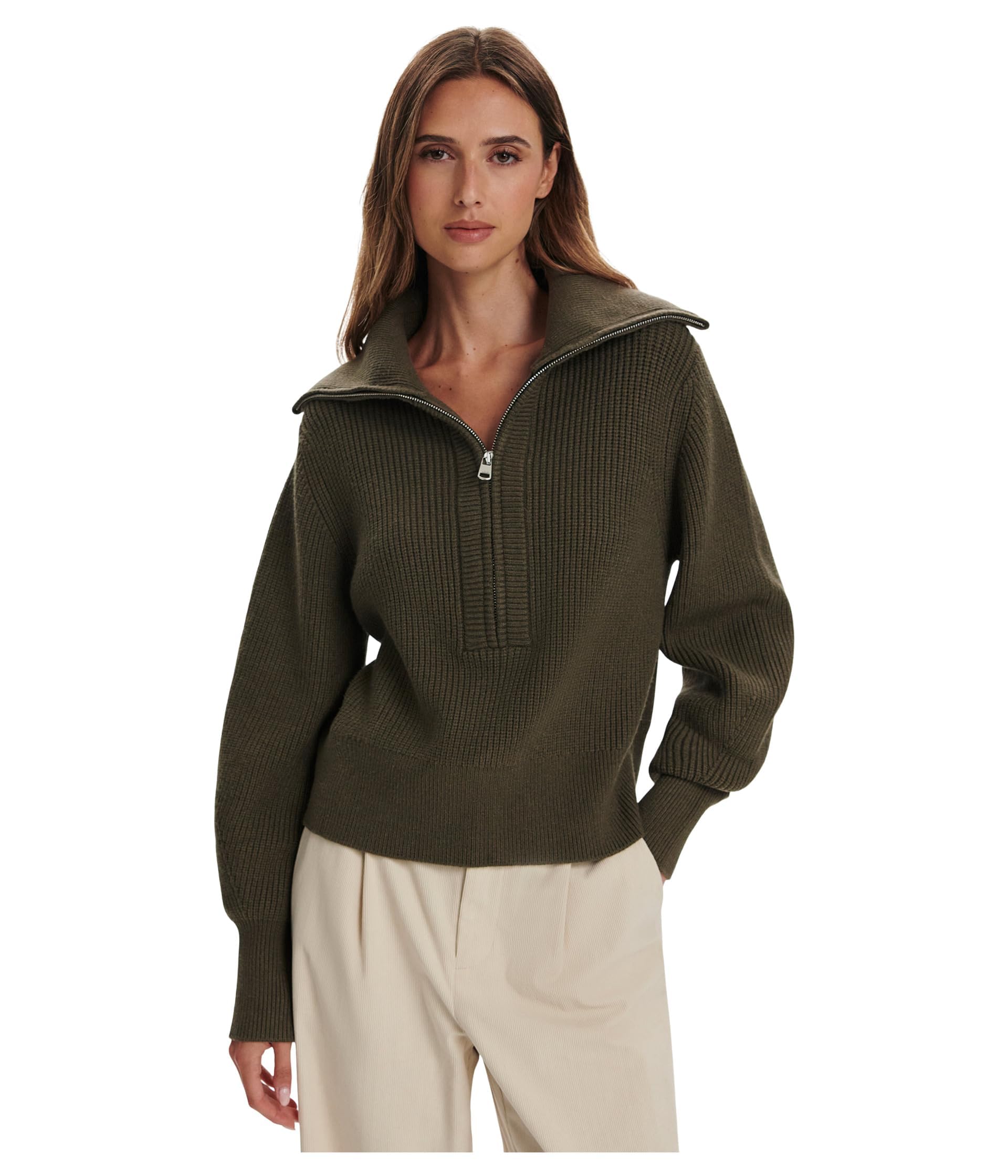 Varley Womens Maura Half Zip Rib Knit