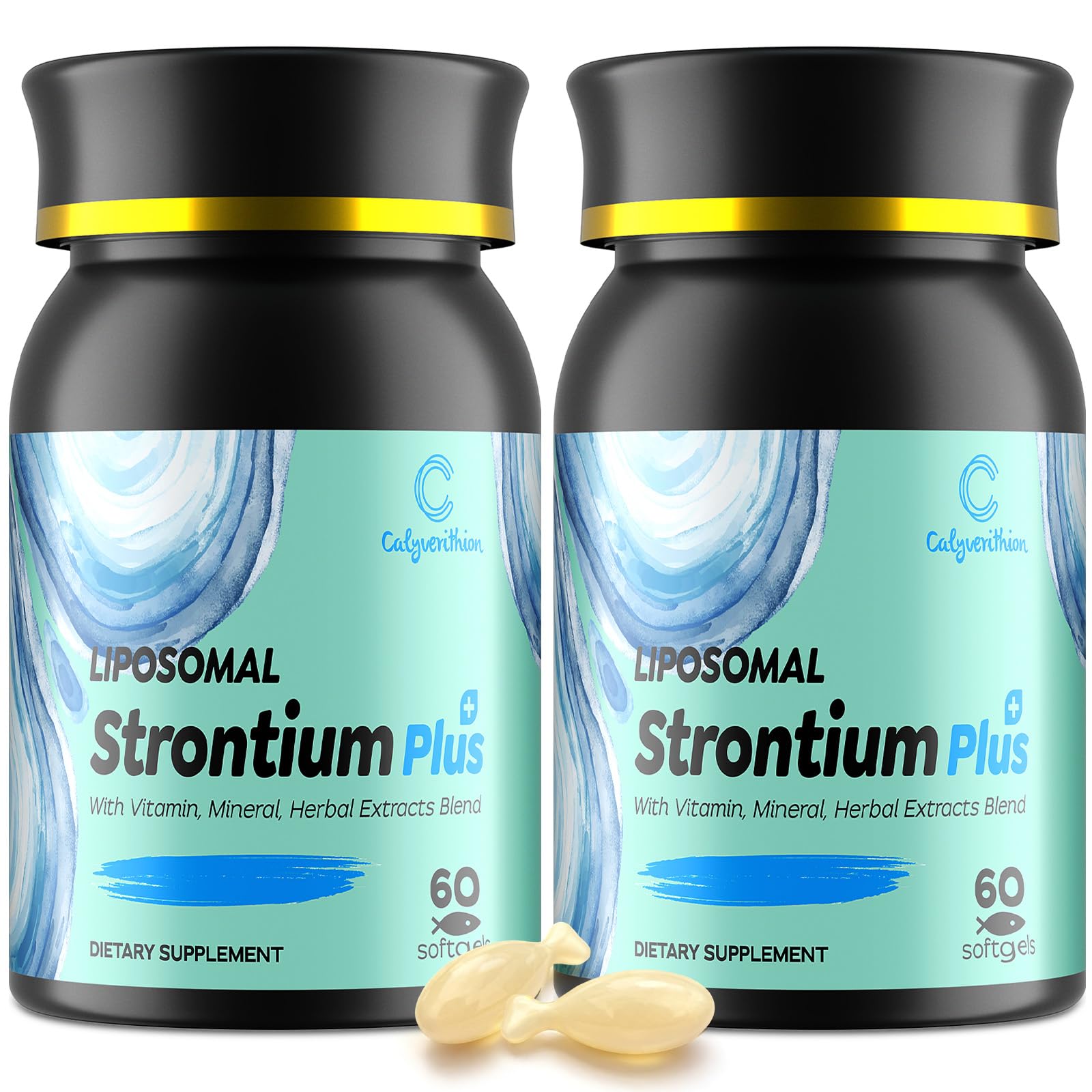 Liposomal Strontium Citrate 680mg Supplement – High Absorption Bone Health & Density Support, with Calcium, Magnesium, Vitamin K2 MK-7, Bone Strength Formula, 120 Softgels 60 Count (Pack of 2)