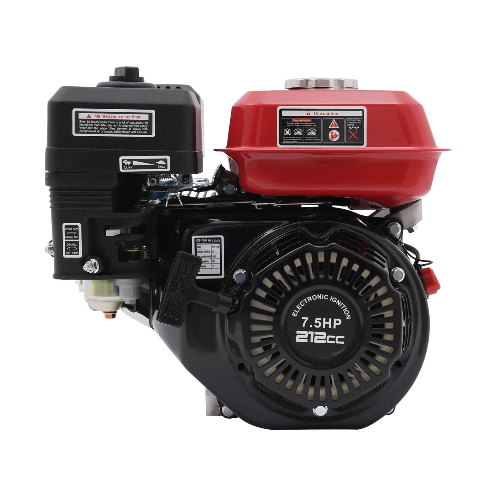 Motor Portátil A Gasolina De 4 Tiempos, Arranque Manual, Gran Potencia, Tanque Combustible, Bajo Consumo, Refrigeración por Aire, 4000 W, 7,5 HP Rendimiento Potente