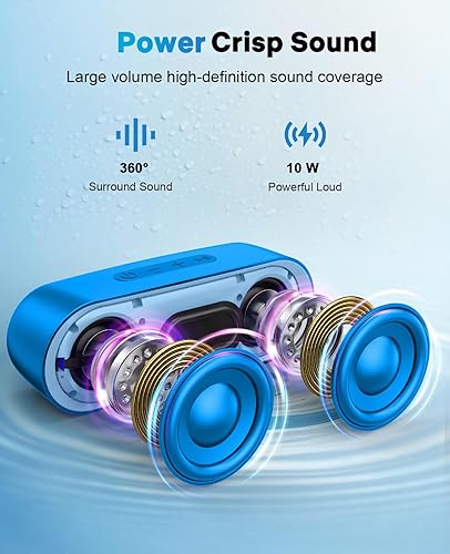 Miniatura 3 de LENRUE Altavoces Bluetooth, Altavoces Portátiles Impermeables con TWS, 24 Horas de Reproducción, Sonido Estéreo, Inalámbrico para Casa Ducha Piscina