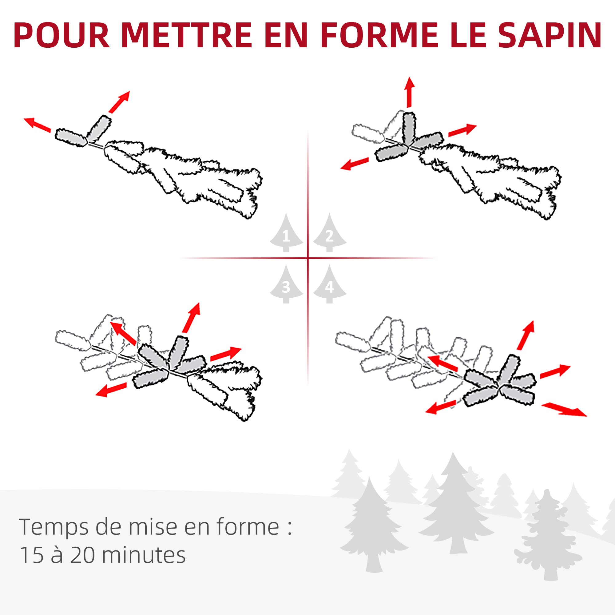 HOMCOM Sapin de Noël Artificiel Aspect Enneigé 210 cm Grand Réalisme | 968 Branches Épines Imitation Nordmann
