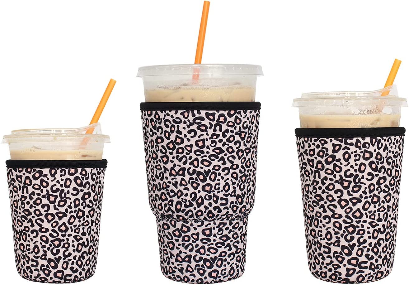 3 Pack Reusable Iced Coffee Sleeves, Insulator Sleeve for Cold Beverages, Neoprene Drink Sleeve Cup Holder fit Starbucks Coffee, McDonalds, Dunkin Coffee,More
