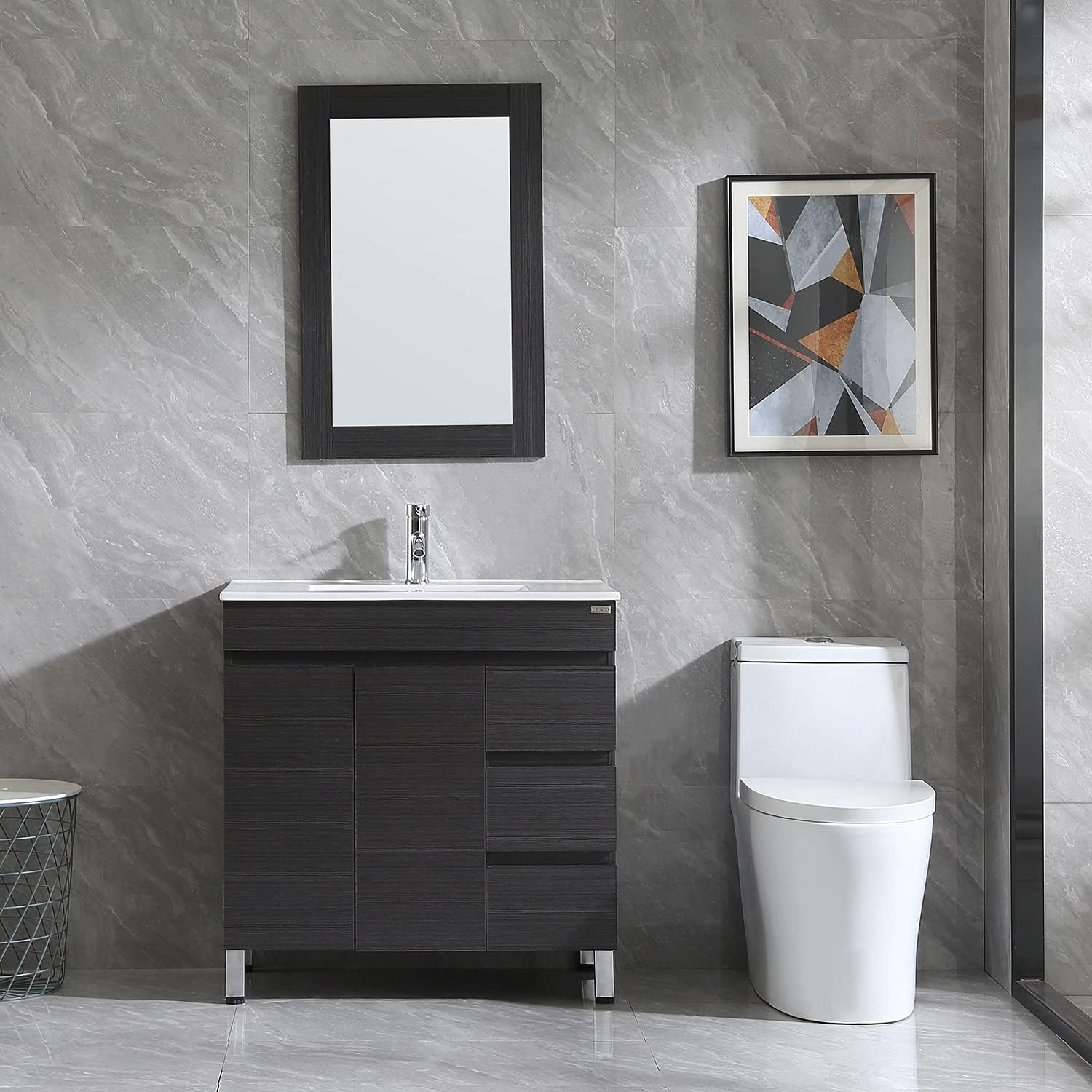 Amazon.com: Mogiyin 32 inch Bathroom Vanity,Modern Grey Bathroom Vanity ...