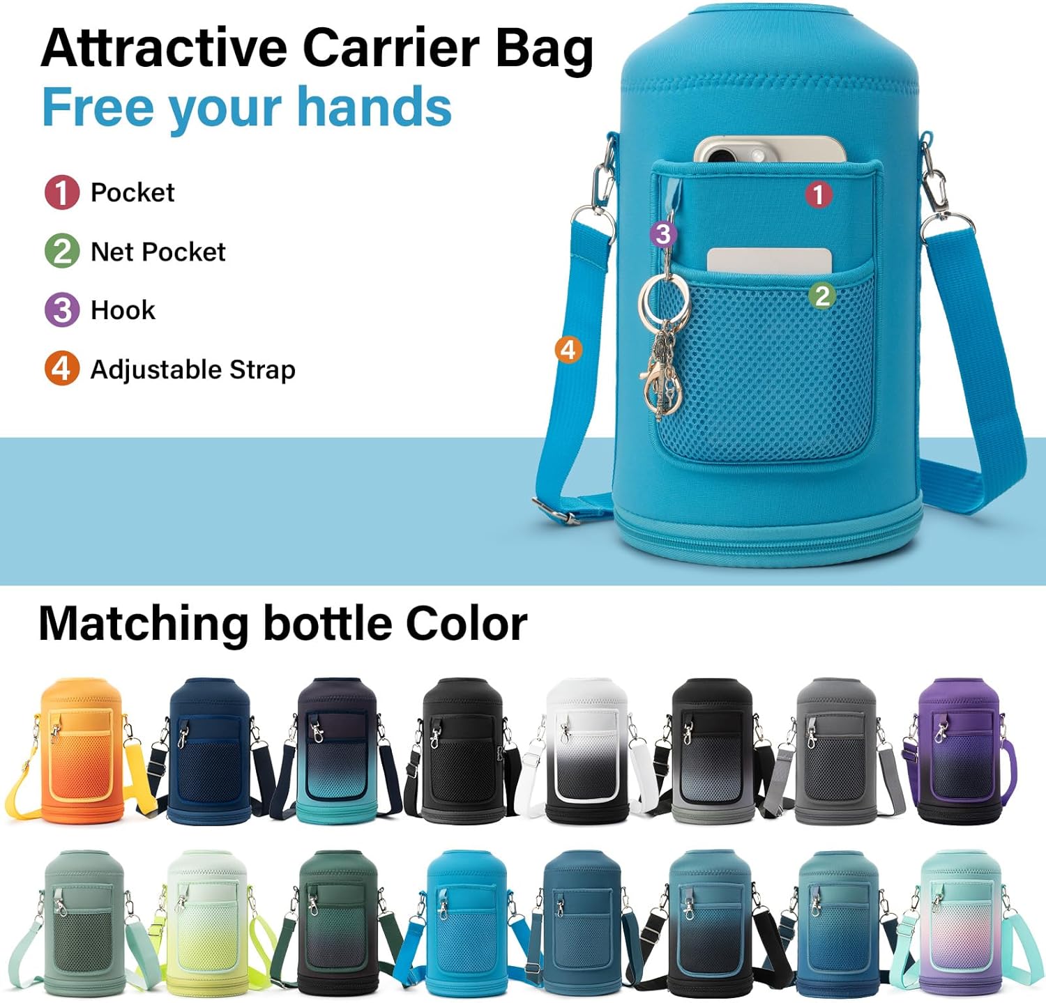 1 Gallon Water Bottle Insulated | Thickened Stainless Steel Vacuum Metal Water Jug | Portable Sports Large for Gym and Hiking with Straw, Carrier Bag, Handle Strap | BPA-Free 128 oz - Image 6