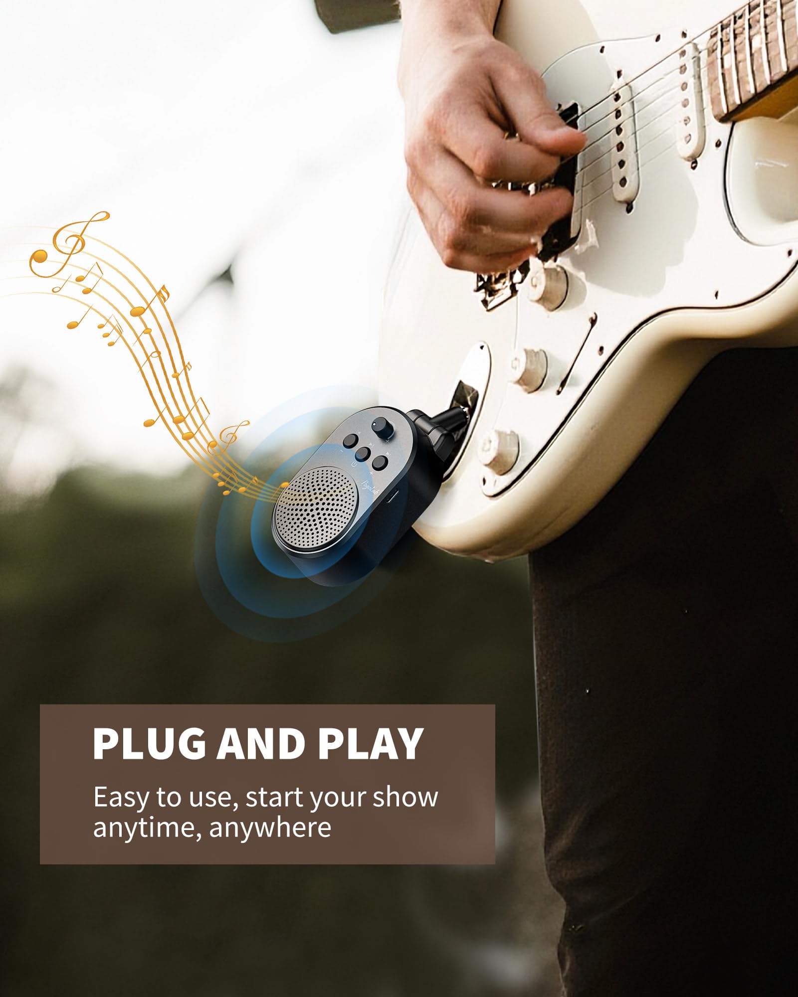 POGOLAB Amplificador de guitarra, mini amplificador enchufable de 5 W con control de música y volumen, amplificador de práctica Bluetooth recargable, altavoz combinado de bolsillo portátil para