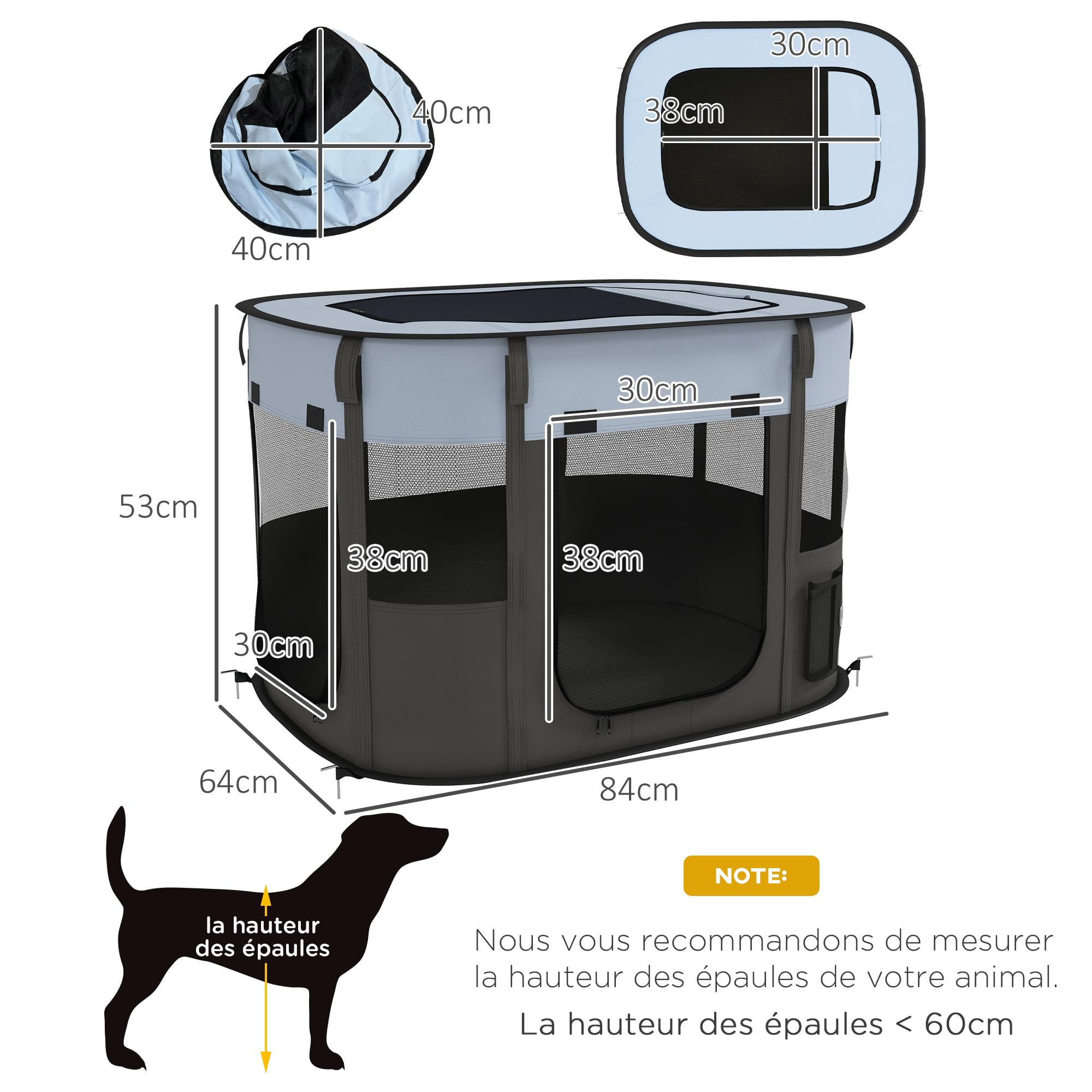 PawHut Opvouwbare Hondenbox Van Oxford-stof Met Opbergzakken, 94 X 74 X 60 Cm Cremewit Zwart PawHut Opvouwbare Hondenbox Van Oxford-stof Met Opbergzakken, 94 X 74 X 60 Cm Cremewit Zwart