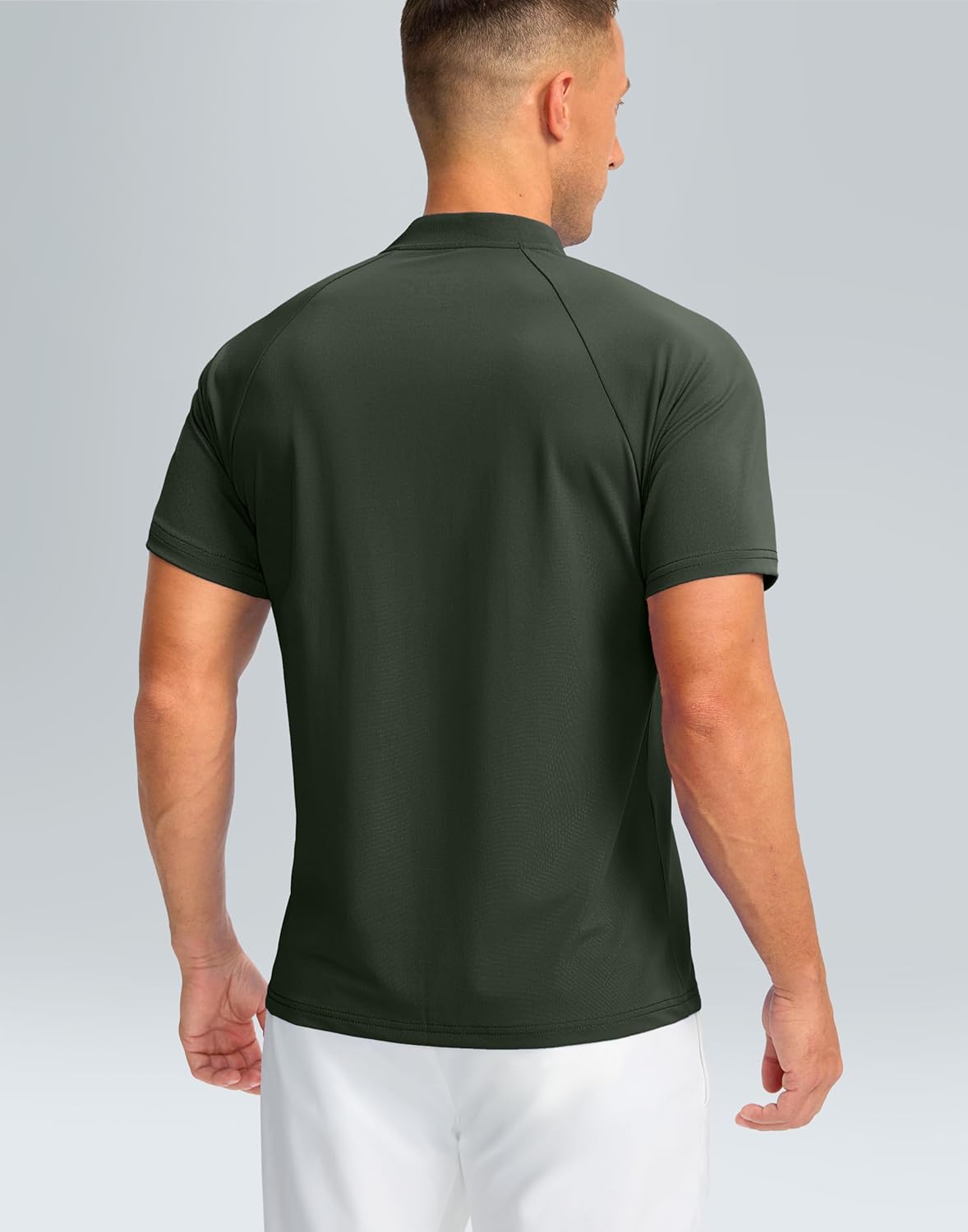 Viodia Mens Golf Shirts Collarless Quick Dry Summer Shirt Casual Short Sleeve Moisture Wicking Polo T Shirts - Image 2