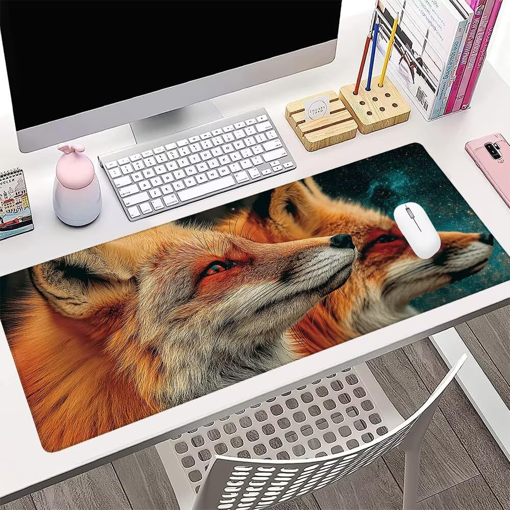 Alfombrilla de Mouse para Juegos, Giallo, XXL, Antideslizante, Impermeable, Diseño de Volpe, Extendido, Grande, 1200x600x3mm, para PC, Laptop, Ufficio, Famiglia d-578