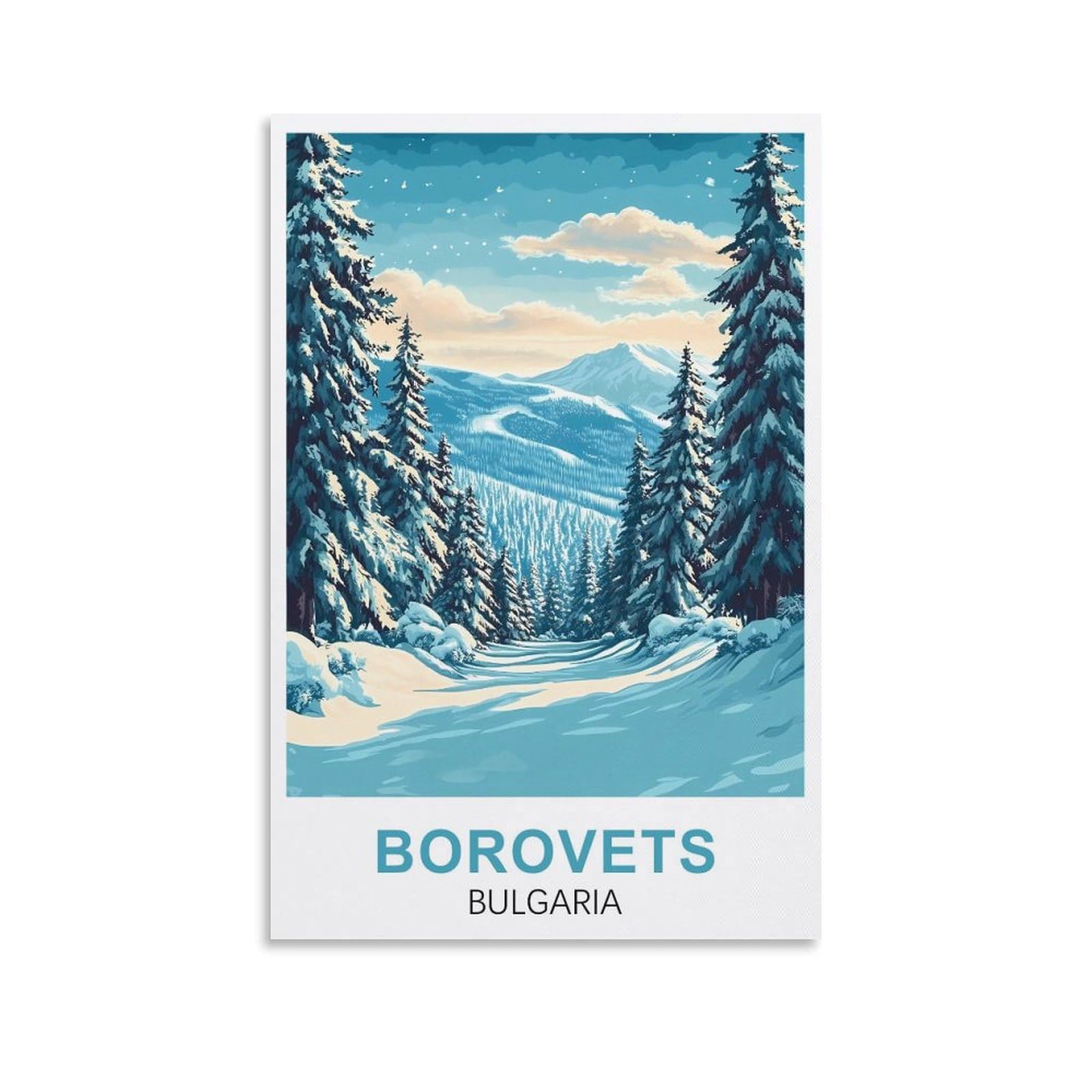 Wgmdoee Unframe-Style Borovets Bulgaria Vintage Travel Posters 20X30inch(50X75cm) Canvas Poster Living Room Wall Art Home Decor
