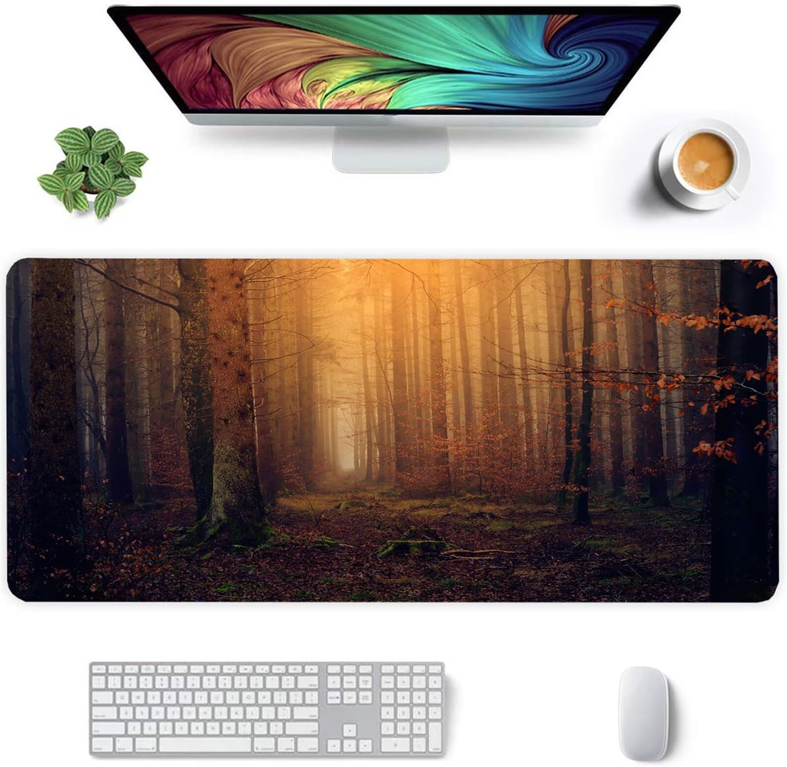 Alfombrilla Ratón XXL 1000x500x3mm Mouse Pad Grande Gaming,Alfombrilla Antideslizante,Tapete Escritorio con Bordes Cosidos,Alfombrilla Ratón para Jugadores, PC, Oficina, Bosques de otoño