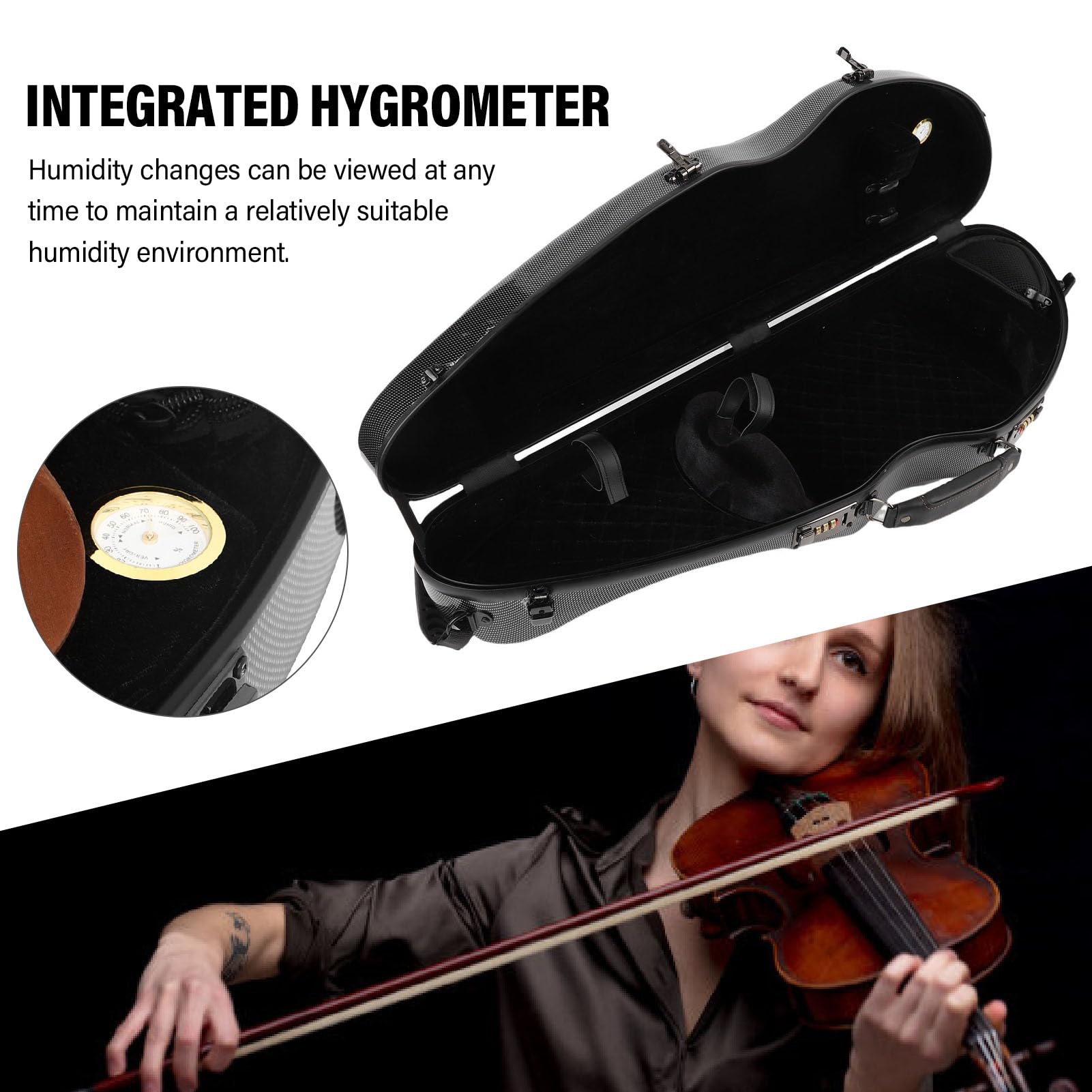 Borsa per Violino a Misura Completa, Elegante Colore Nero 4/4 Violino in Fibra di Carbonio per Viaggi