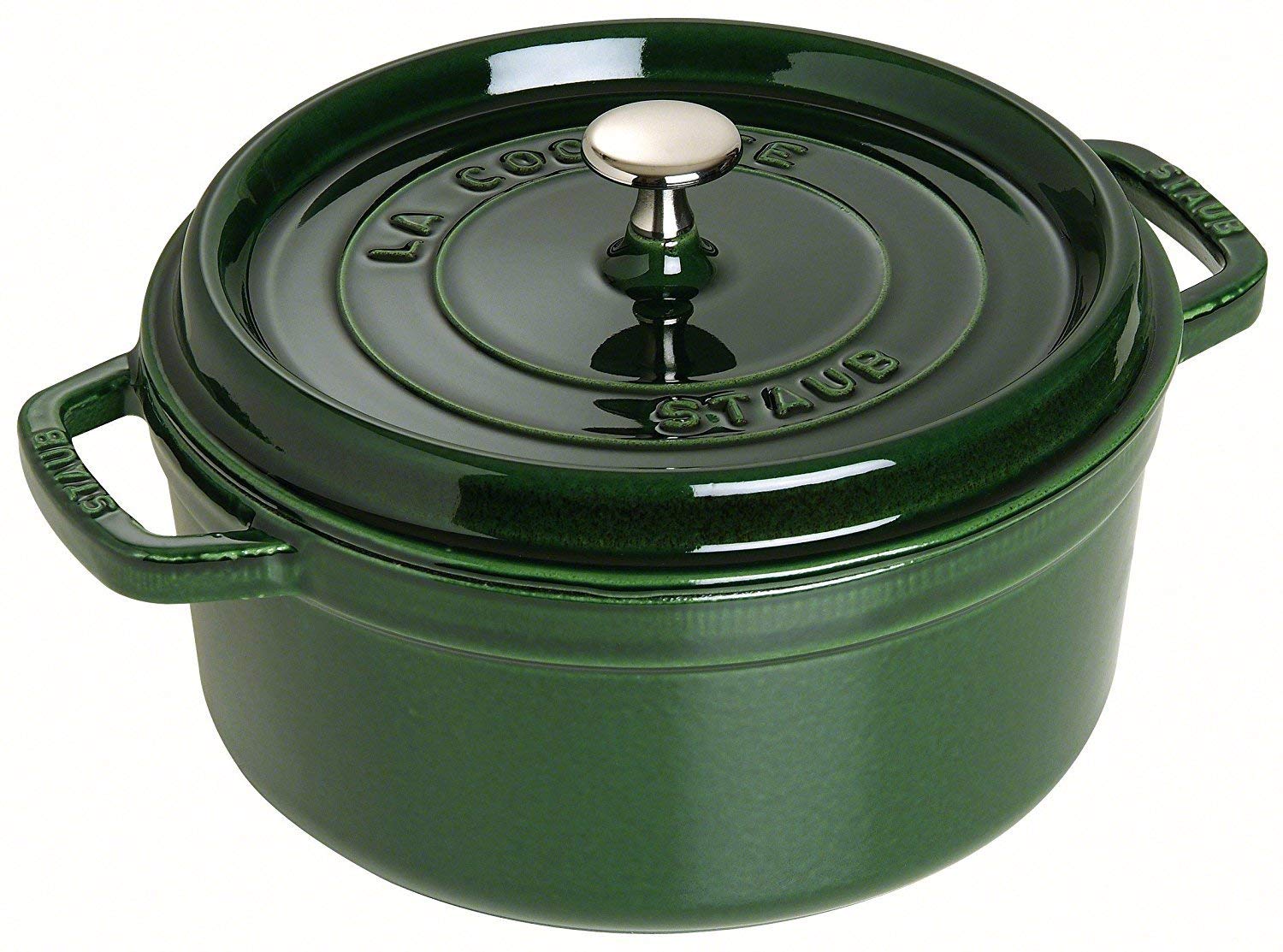 STAUB Cacerola/Cocotte con Vaporera de Hierro Fundido, Diámetro de 26 cm, 5,2 L, Esmaltado Interior Negro, Verde Albahaca