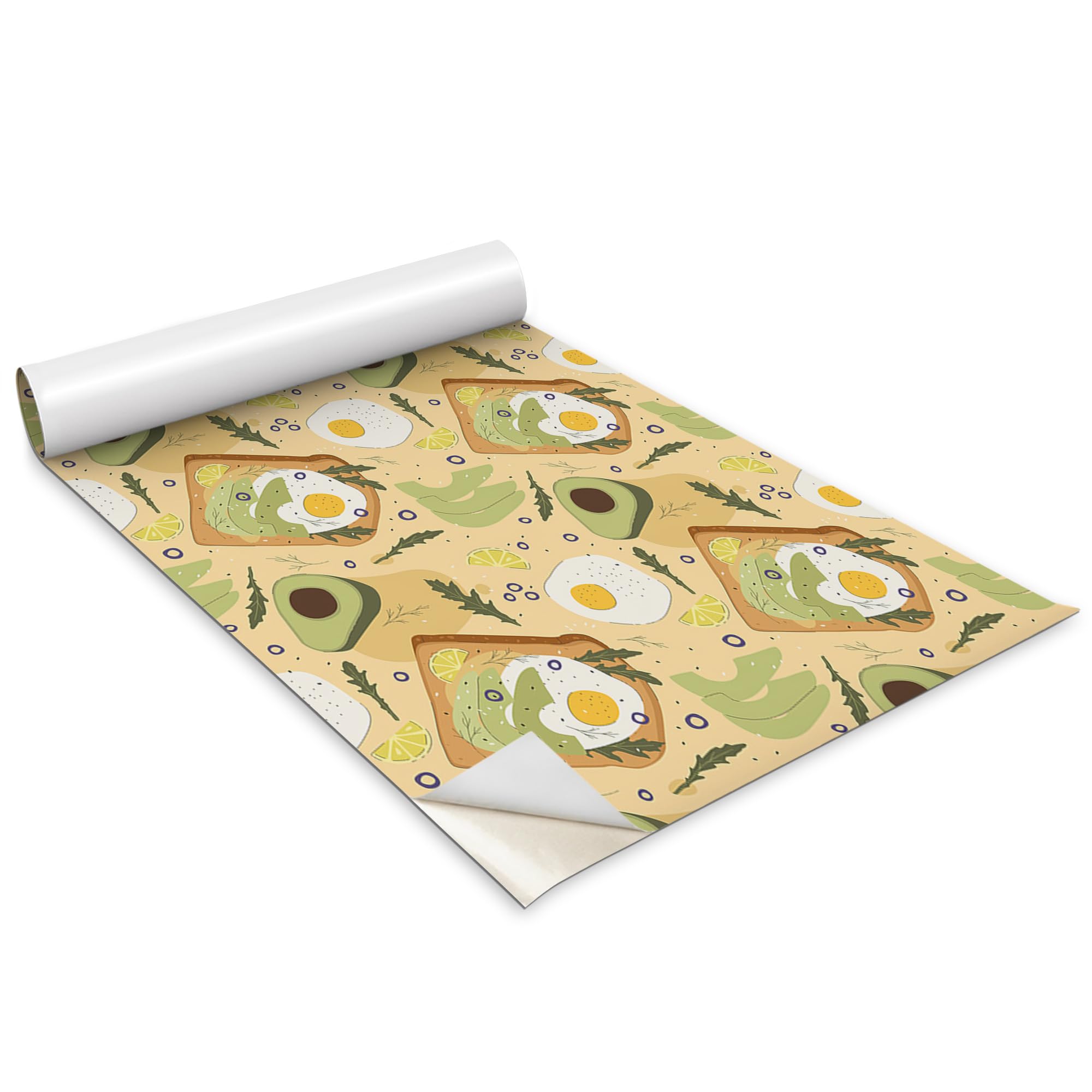 Sticker Adhesif pour Rénover un Meuble de Cuisine Papier Peint Autocollant Motif Toast 100x50