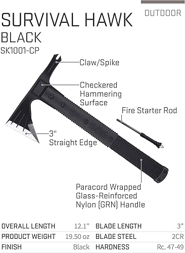 Miniatura 3 de SOG Survival Hawk - Hacha táctica especial para exteriores, arrancador de fuego, extractor de uñas y sierra plegable, sierra de madera, sierra de