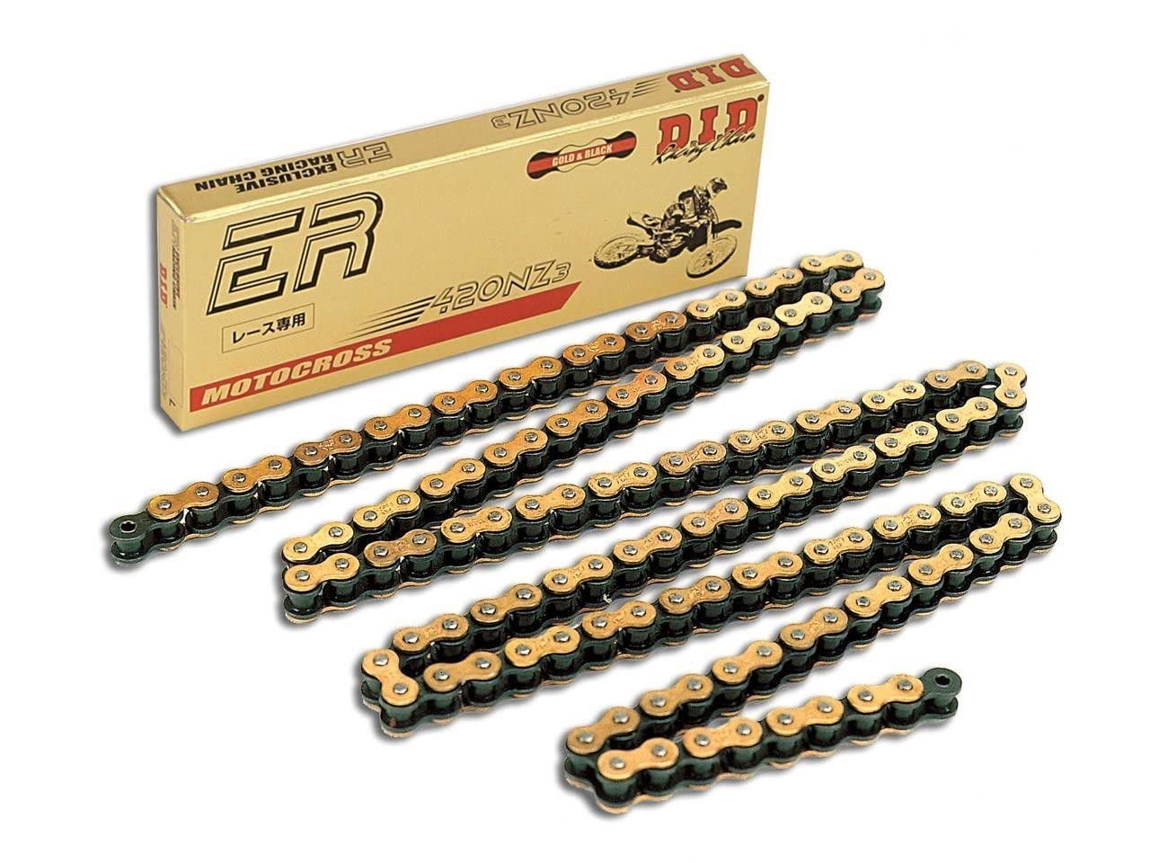 Did 420 NZ Racing Motorcycle Moped Chain G&B Open with Clip Lock Gold/Black 136