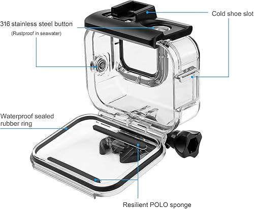 Miniatura 5 de SOONSUN Funda impermeable 60 para GoPro Hero 11 Black  Hero 10 Black  Hero 9 Black, carcasa protectora submarina para cámara de acción GoPro Hero 11