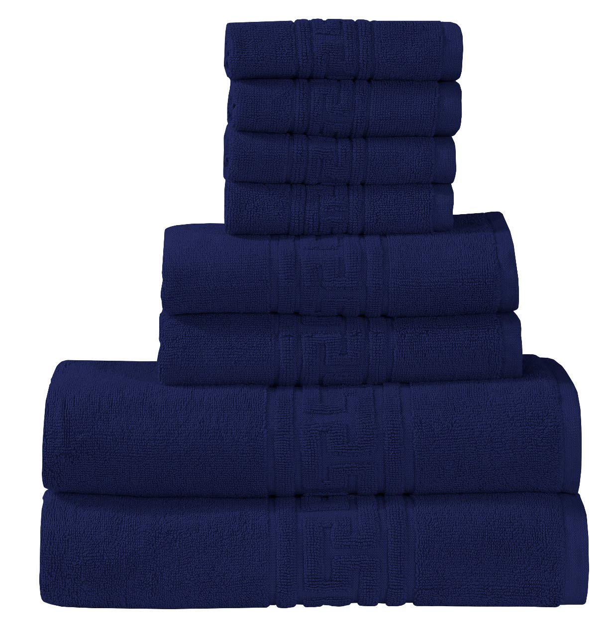 Every Thread Counts Navy - 8 Piece Luxury Towels Set - 600 Gsm Ring Spun Cotton Highly Absorbent Towels For Bathroom (, 8 Piece Towel Set)