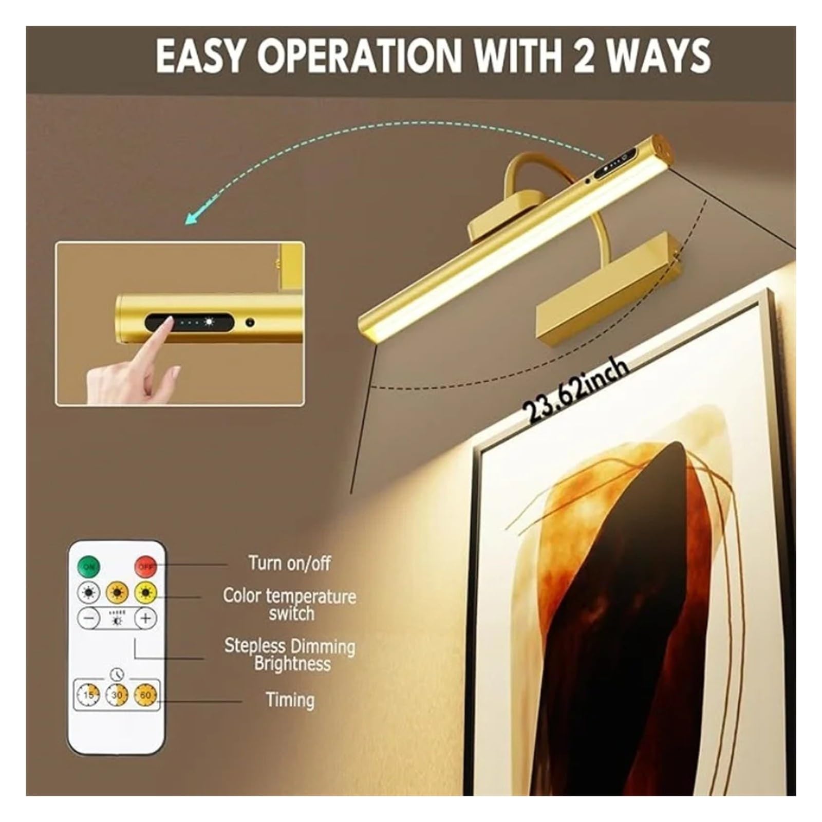 Lampes murales rechargeables 4000 mAh avec télécommande