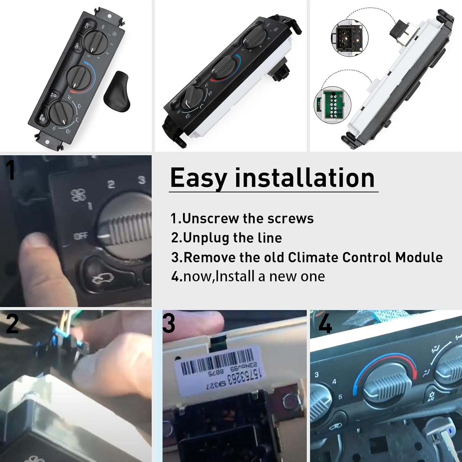 599218 Climate Control Module Compatible with Silverado 1500 4.3L 4.8L 5.3L 6.0L,Silverado 3500 6.0L 6.6L 8.1L,Tahoe 4.8L 5.3L 5.7L,Silverado 2500 5.3L 6.0L 6.6L 8.1L,Suburban 1500