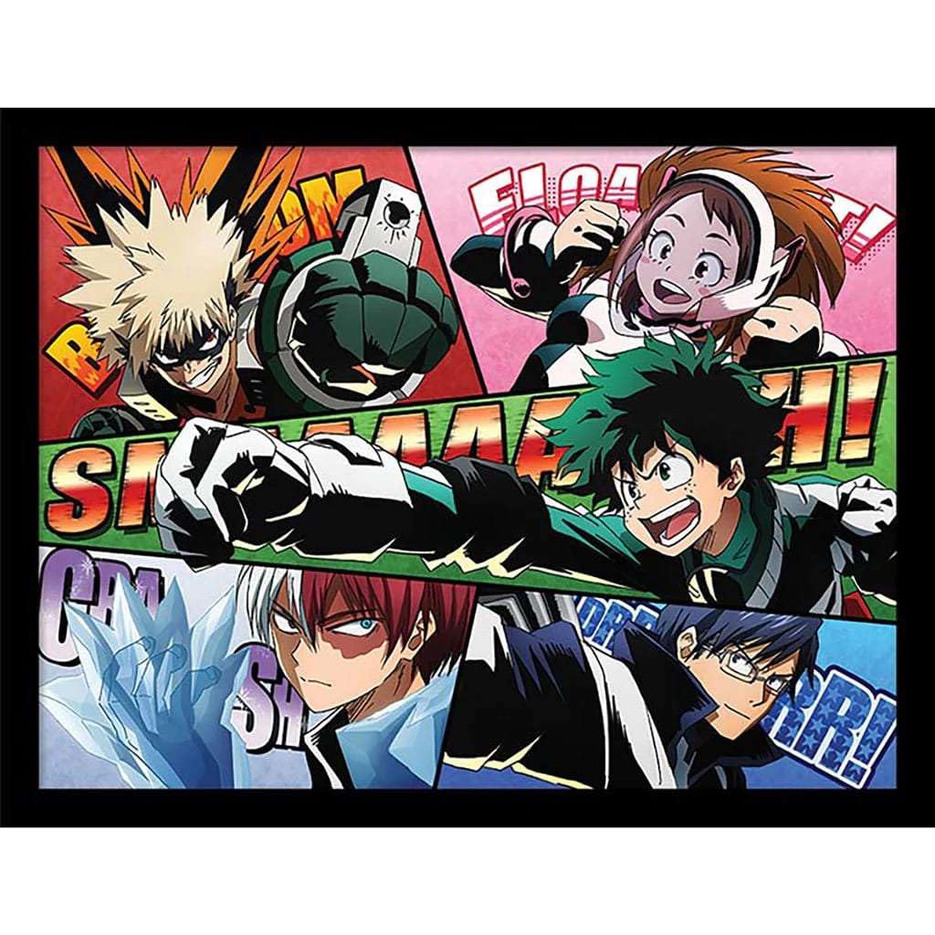 Cadre My Hero Academia de qualité supérieure sous verre 30x40