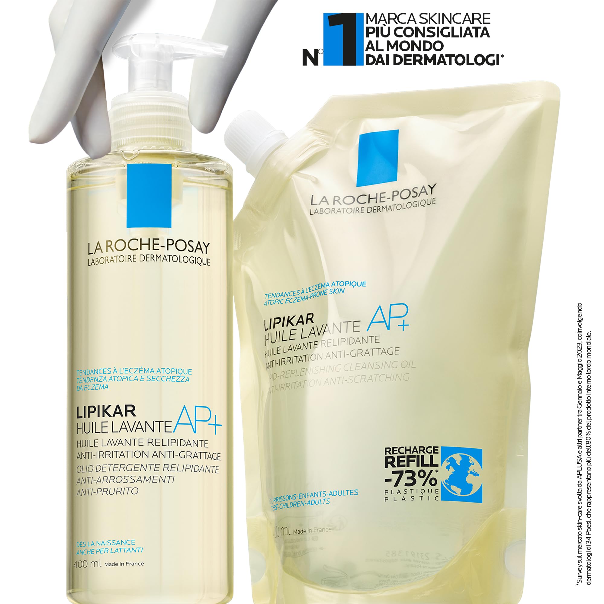 La Roche-Posay Lipikar Olio Detergente AP+ Refill Pack, Ricarica Olio Doccia, Per Pelli Sensibili, Anti-Arrossamento, Ultra-Idratante, Con Aqua Posae Filiformis, Burro di Karité, Niacinamide, 400 ml