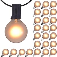 Vista 13 de Paquete de 25 bombillas de repuesto G40, bombillas de vidrio incandescente de 5 W 120 V, para tira de luces E12 para exteriores, rosa esmerilado