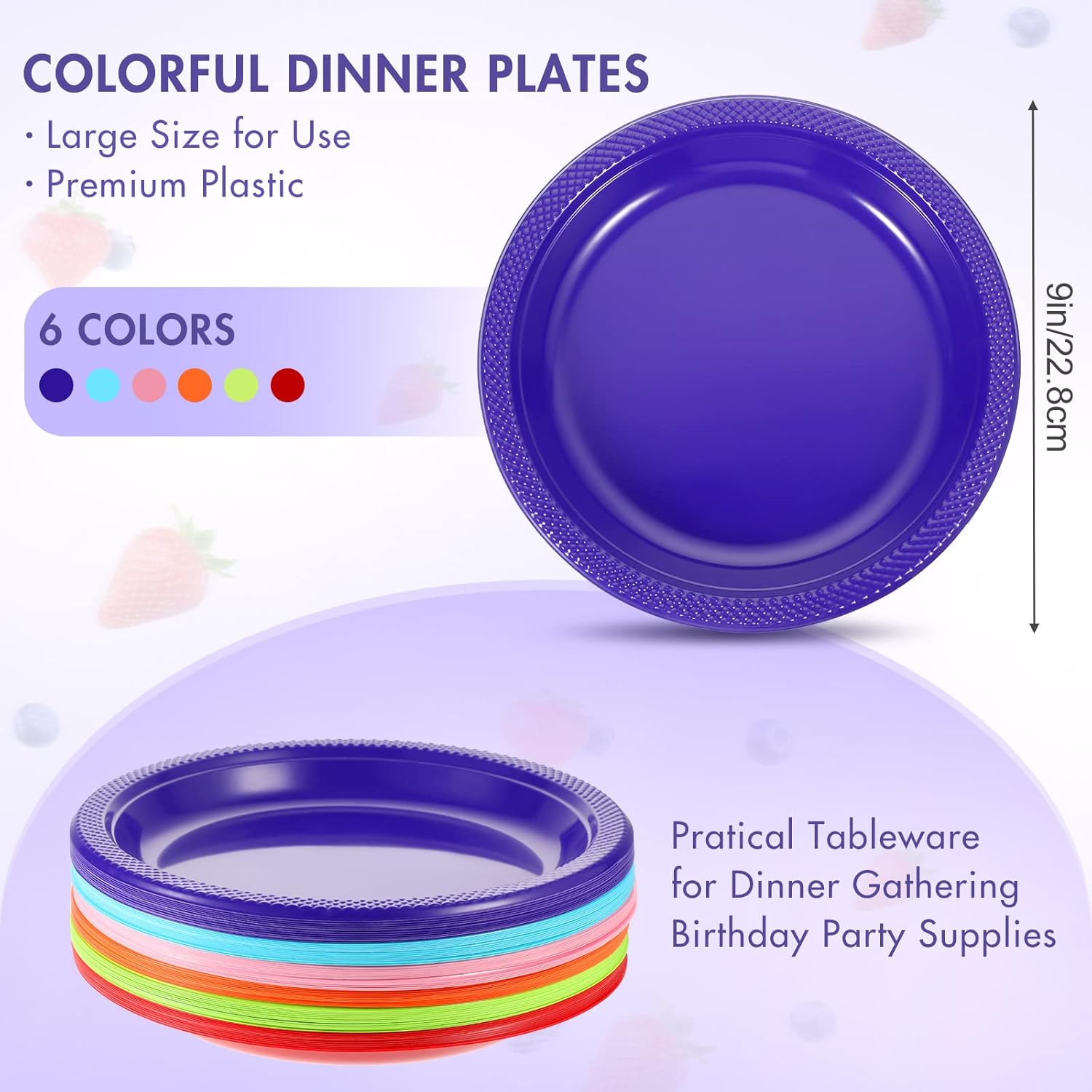 Geiserailie 120 Pcs Plastic Plates Colorful Neon Disposable Fiesta Dinner Rainbow Plates Party Round Dessert Trays for Kitchen, Special Event, Weddings, Birthdays Supplies(Multi Colors) - Image 2