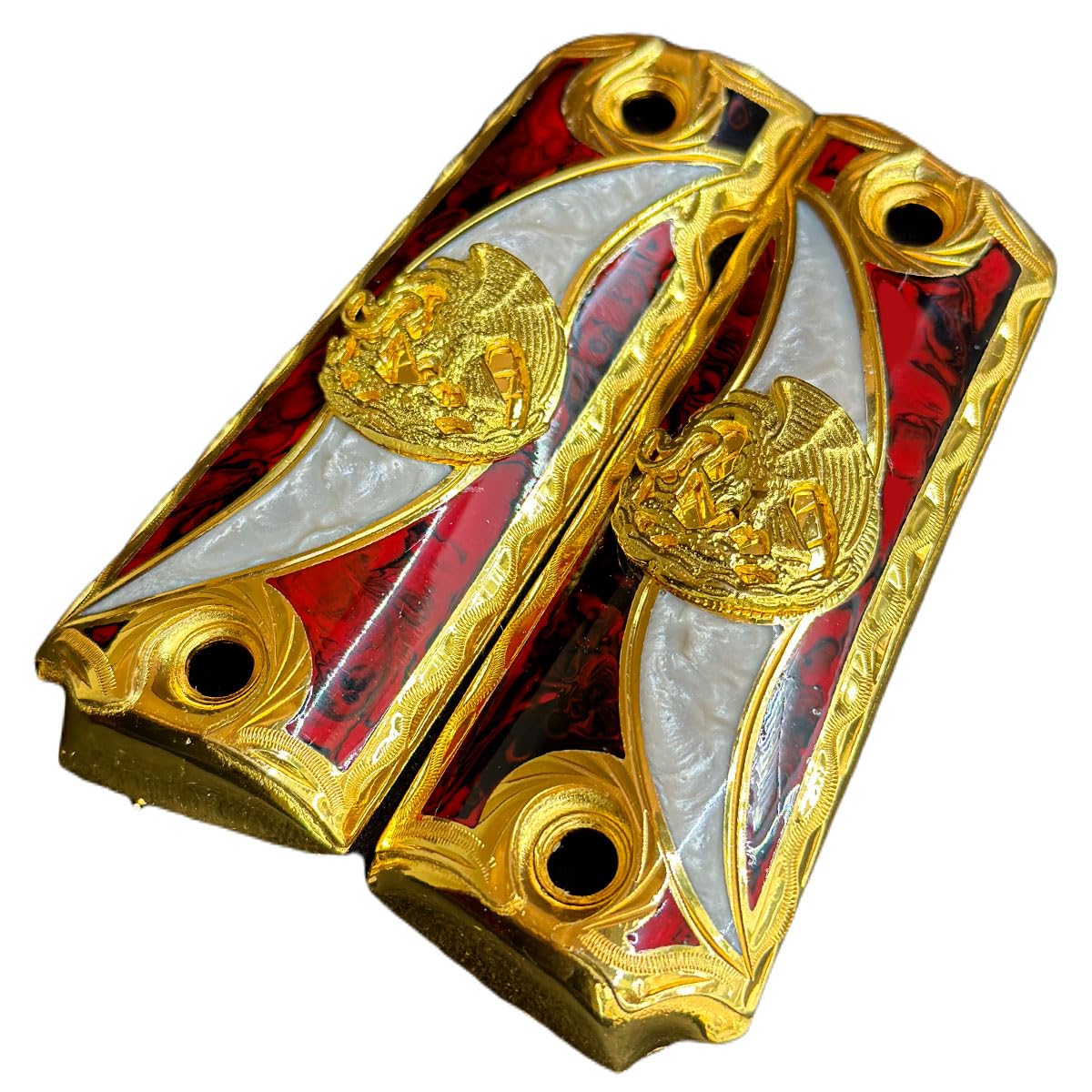 Scroll 1911 Custom Metal Grps Gold Plated Colt 1911 Compact Sze Grps Screws | EBay