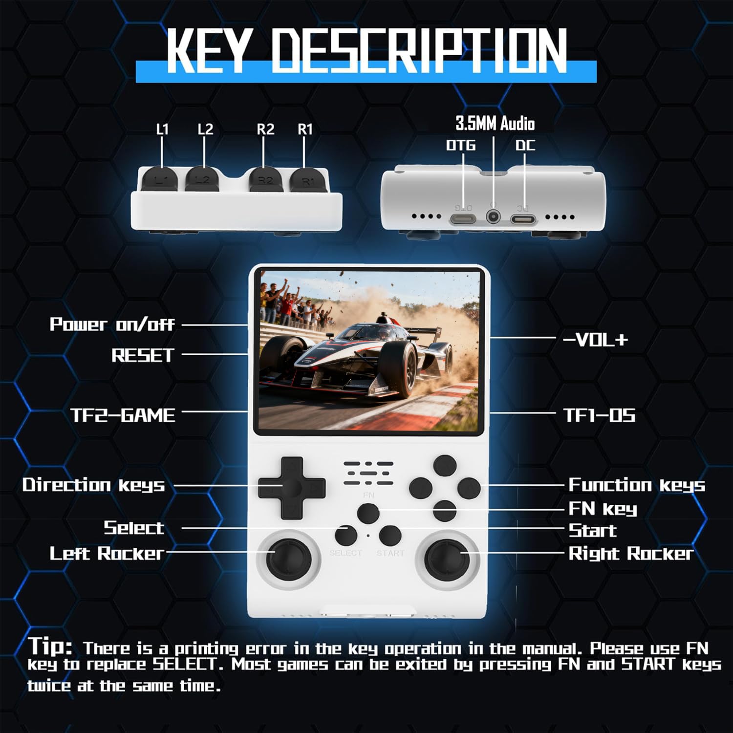 R40s pro Console portatile retro per videogiochi, console portatile per videogiochi con schermo IPS da 3,5 pollici, scheda integrata da 256 GB e 30.000 giochi, sistema Open Source Linux (Bianco)