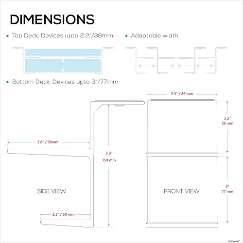 Miniatura 2 de BRAINWAVZ Soporte doble para debajo del escritorio para portátiles y dispositivos de hasta 3 pulgadas de grosor como routers, caja de cable,
