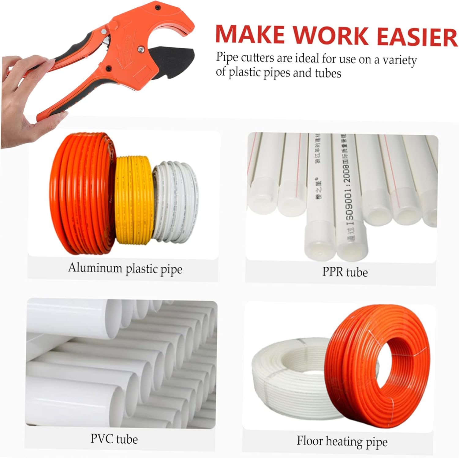 Homoyoyo Pvc Cutter Blade Ratcheting Hose Cutter for Pvc and Ppr Heavy Duty Cutting Tool for Fast Plumbing and Home Repair