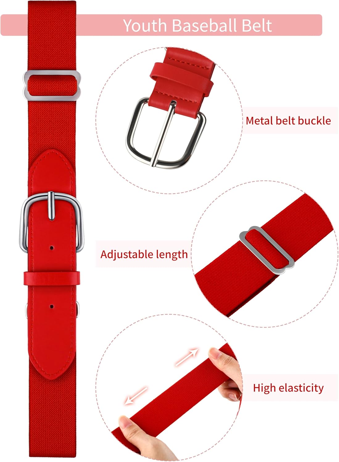 Baseball Socks and Belt Combo Set Cotton Boys Adjustable Baseball Softball Socks and Belt for Boys Girls - Image 4