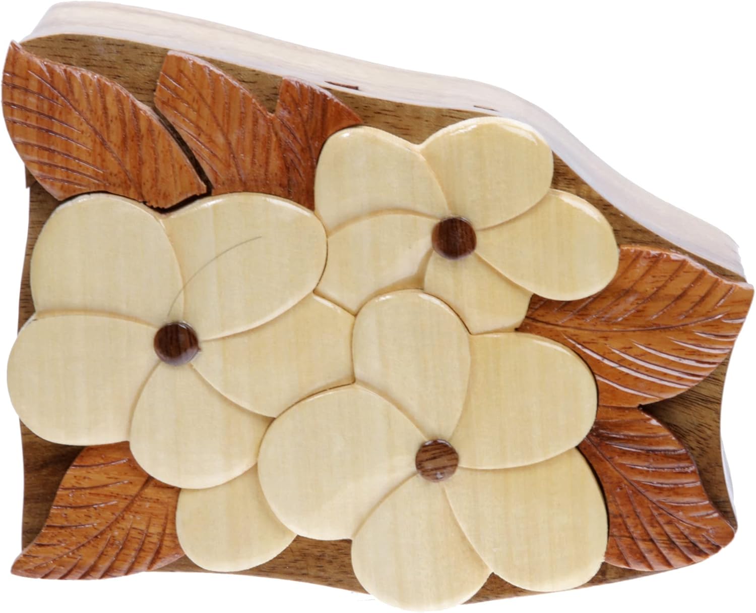 Handcrafted Wooden Flower Shape Secret Jewelry Puzzle Box