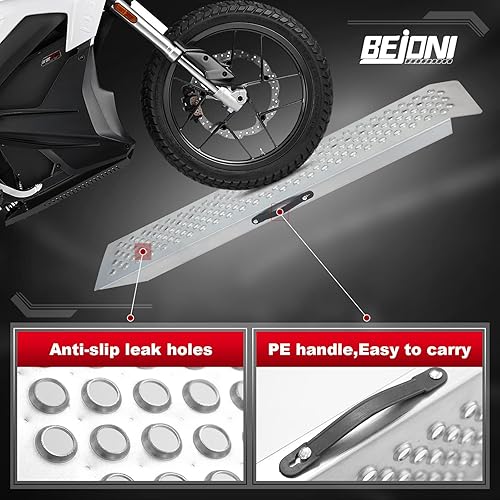 Miniatura 6 de BEJONI Rampa de cobertizo de 47 pulgadas, rampas para cortacésped, capacidad de 660 libras, rampas de carga de acero antideslizantes para