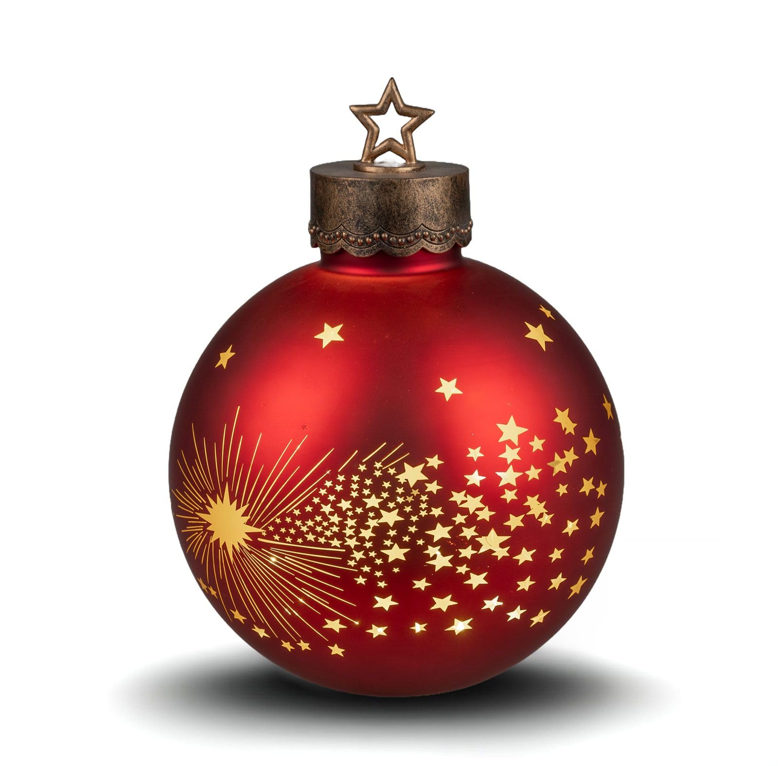 formano Deko-Kugel Bordeaux-rot 35 cm mit LED Licht Timer Beleuchtete Glaskugel - Weihnachtsdekoration Tisch Regal Deko-Kugel 6h/18h Timer Weihnachtskugel zum Stellen