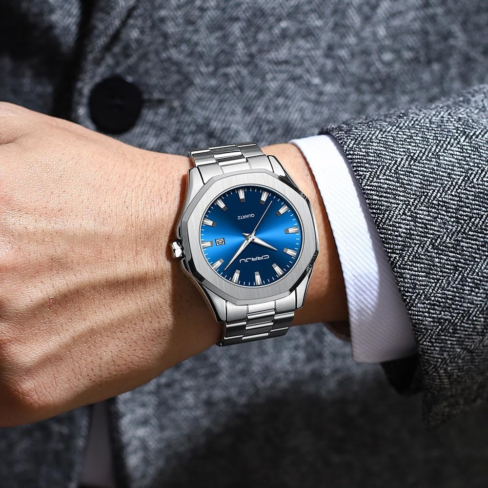 CRRJU Men's Fashion Luxury Classical Leather Watches for Men Business Simple Luminous Analog Quartz Wristwatches