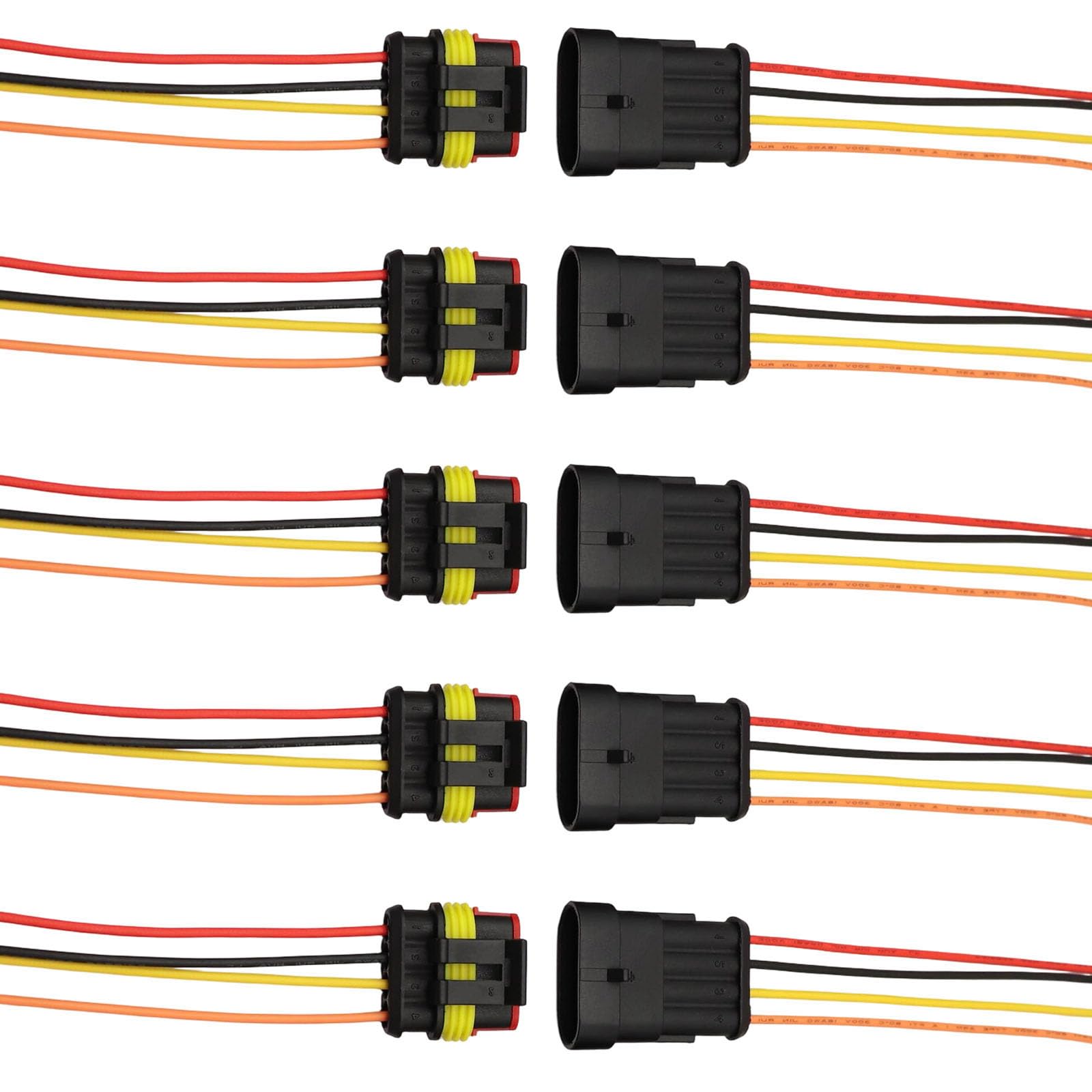 Vehicle Wiring Connectors, 5Pcs Male Female Quick Plugs with Wires for Automotive Use Quick Connecting Replacement