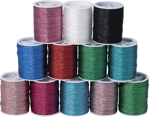CABODYALS 12 Rouleau de 240 m de Fil Métallique Multicolore pour Broderie Fil de