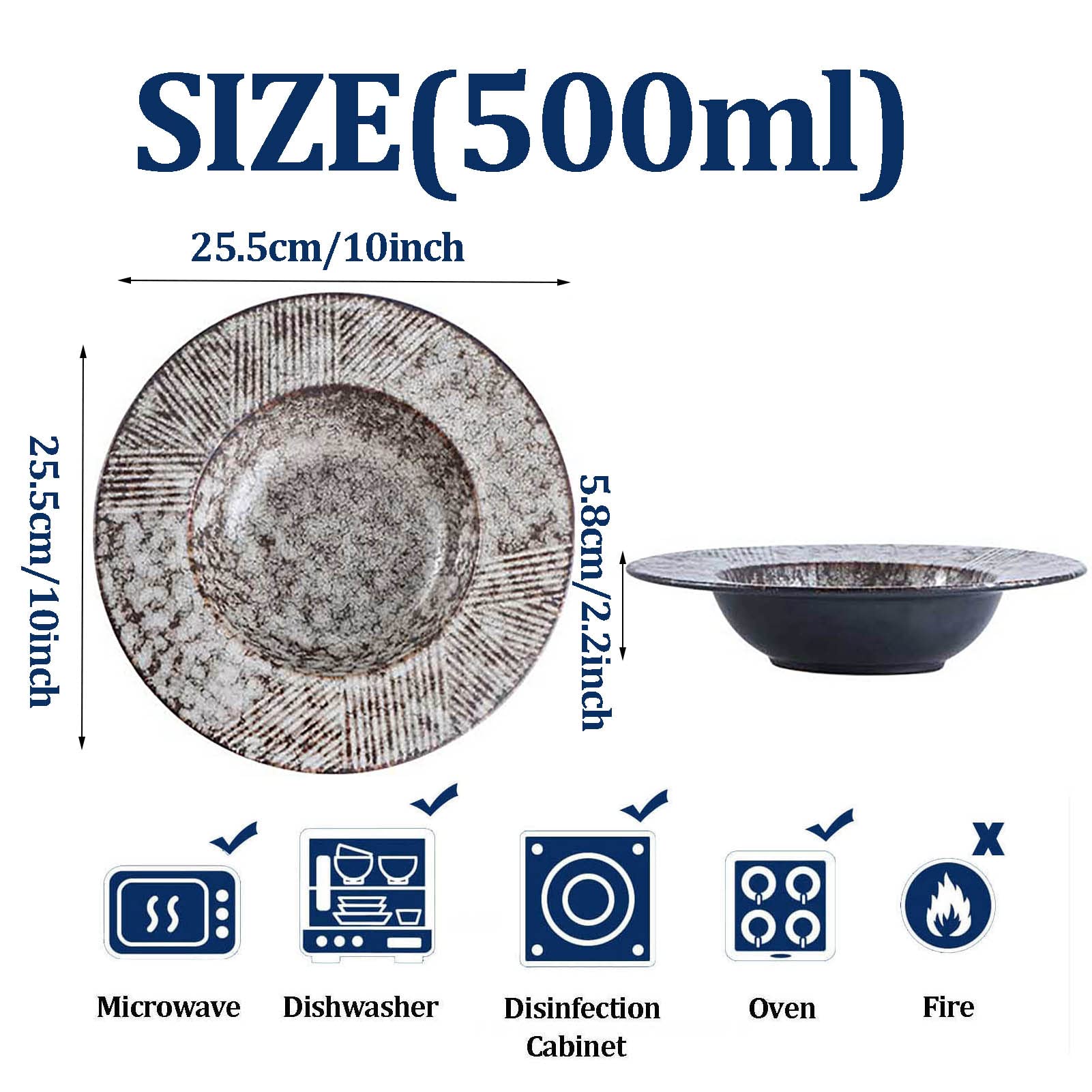2 x 500 ml Nudelschüssel aus Porzellan in Strohhutform, authentisches Japanisches Ramen-Schüssel-Set, Keramik-Suppenschüssel für Müsli, Salate, mikrowellen- und ofenfest,D-2300ml