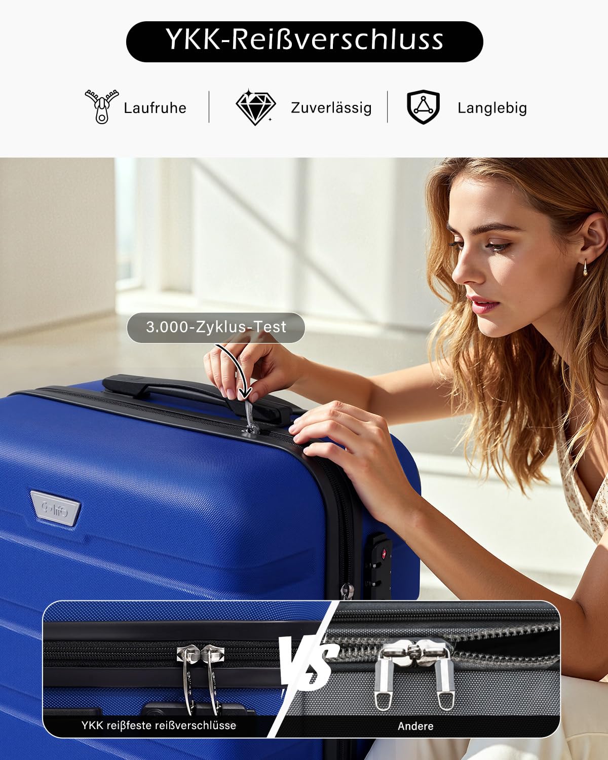 COOLIFE Walizka z twardą obudową trolley walizka na kółkach walizka podróżna twarda obudowa boardcase bagaż podręczny z zamkiem TSA i 4 kółkami, Großer Koffer