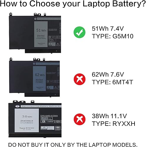 Miniatura 2 de Batería G5M10 para Dell Latitude 14 15 E5450 E5550 E5250 P48G001 Series, 15.6 pulgadas, WYJC2 0WYJC2 8V5GX R9XM9 1KY05 08V5GX VMKXM 5XFWM C PF59Y