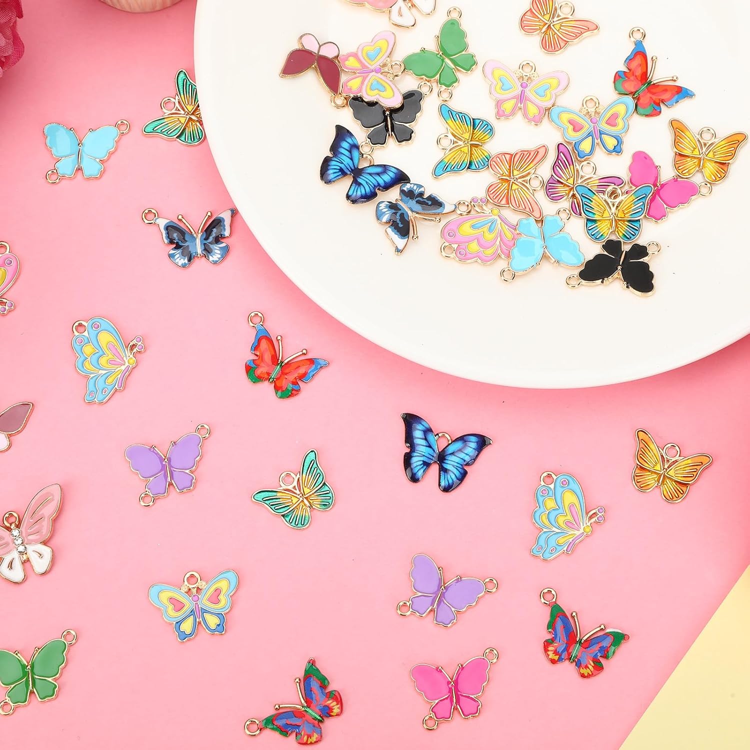 MARFOREVER 40Pcs/20 Pairs Butterfly Charms, Mixed Butterflies Charms for Jewelry Making, Assorted Enamel Butterfly Charm Pendants for Necklace Earring Bracelet Crafting - Image 2
