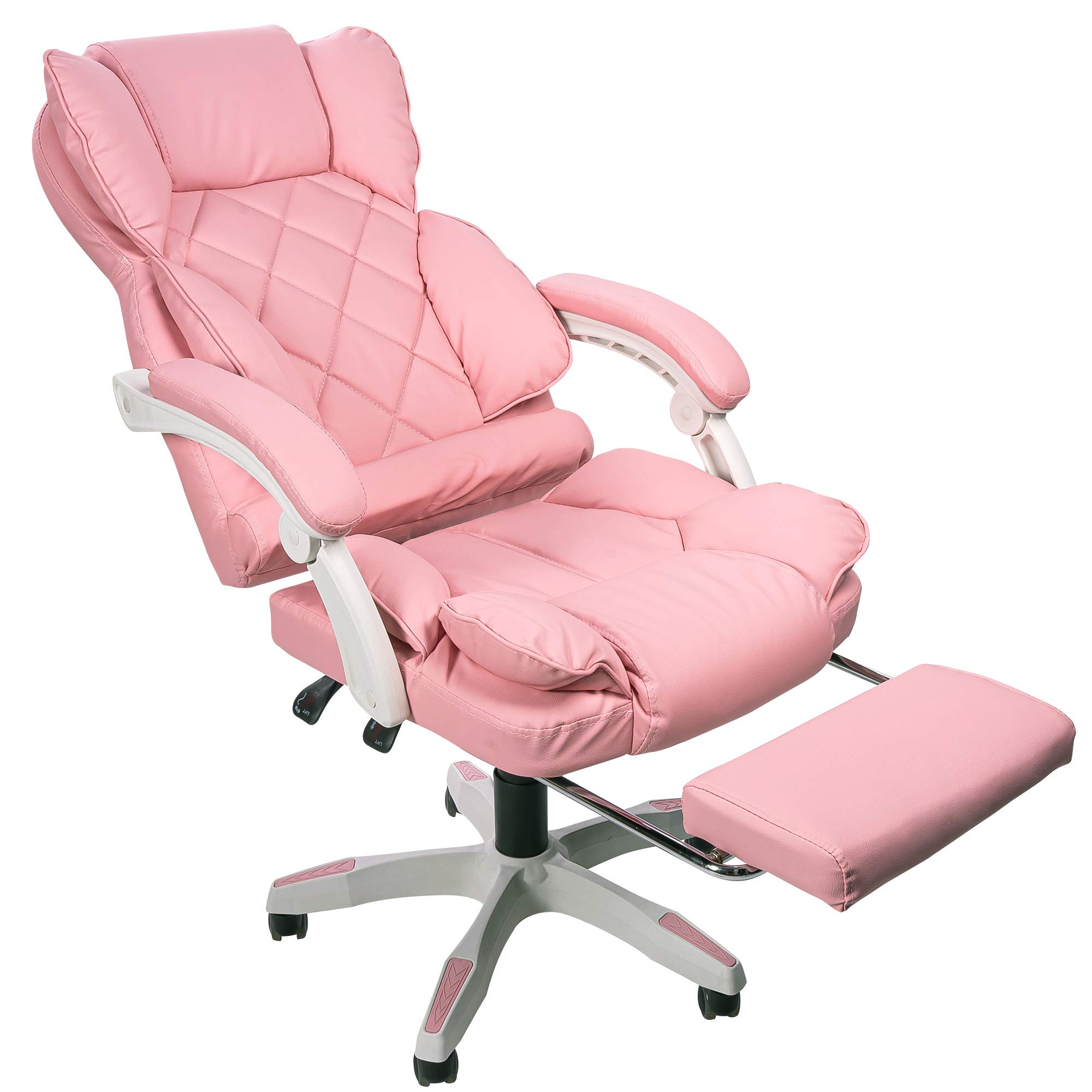 Designerskie krzesło biurowe, fotel biurowy, fotel szefa, relaks i Home Office, kolor: różowy