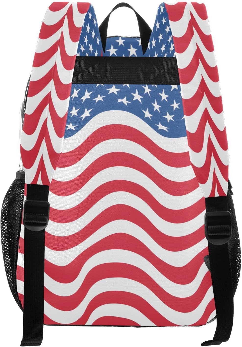 American Flag Chevron Star Clear Backpack Heavy Duty See Through Transparent PVC BookBag for Kids Boy Girl Adult School Work